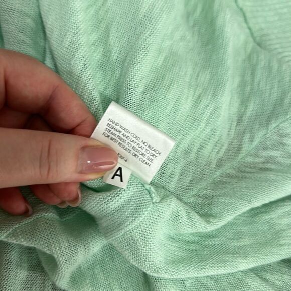 Eileen Fisher Linen Cotton Slub Open Front Cardigan In Pale Aqua Size M - Picture 8 of 10